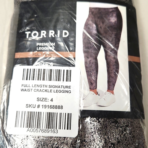 ❤️NWT VINTAGE TORRID LEGGING - SHINY FOIL CRACKLE PRINT GUNMETAL GRAY PLUS SIZE - Picture 11 of 12